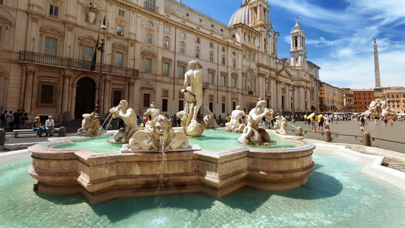 Menschen im Schwimmbad in Der Nähe Des Gebäudes Tagsüber. Wallpaper in 1366x768 Resolution