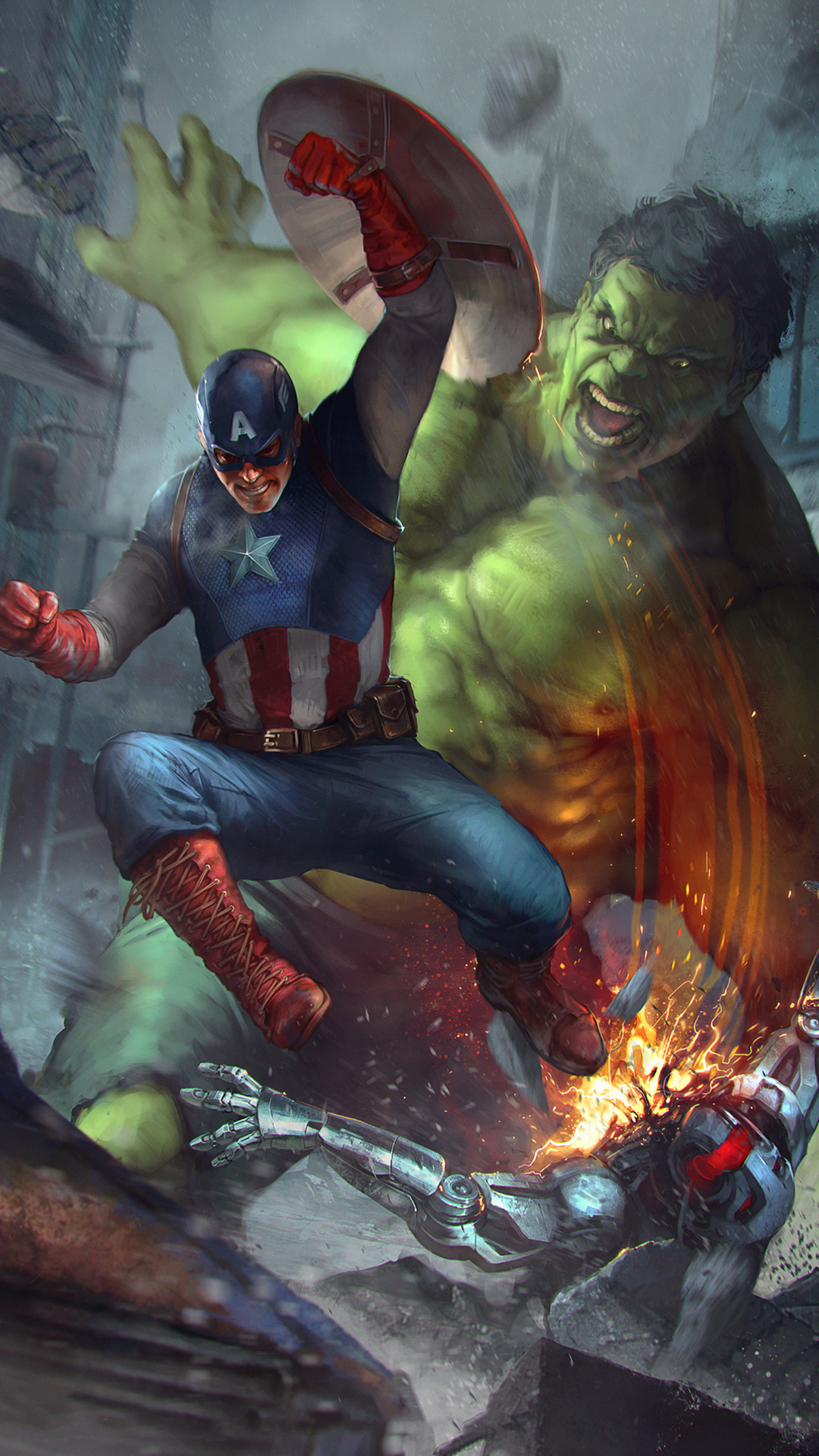 Hulk, Captain America, Rocket Raccoon, Superhero, Black Bolt. Wallpaper in 1080x1920 Resolution