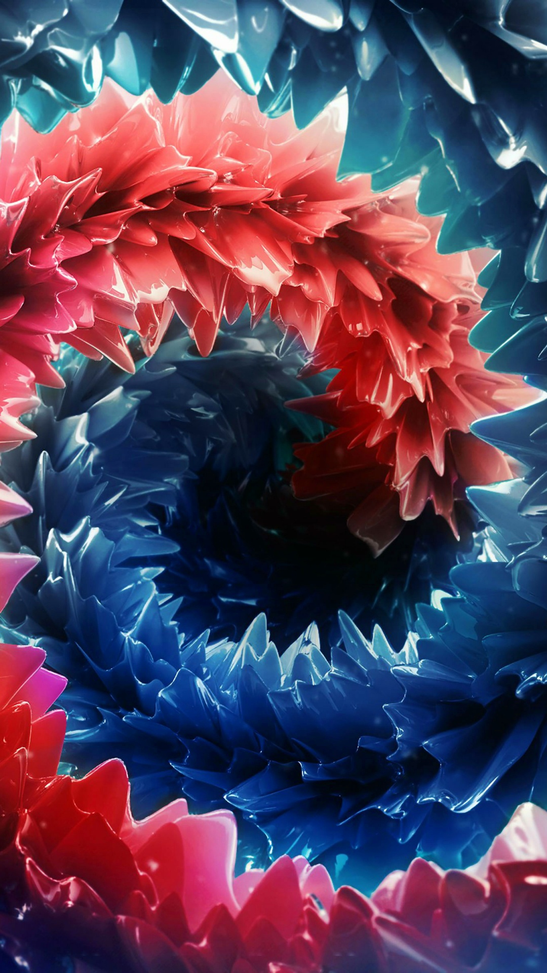 分形技术, 电蓝色的, 3d电影, 红色的 壁纸 1080x1920 允许