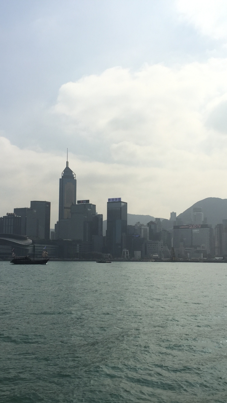 Skyline, Water, Skyscraper, Ferry, Daytime. Wallpaper in 750x1334 Resolution