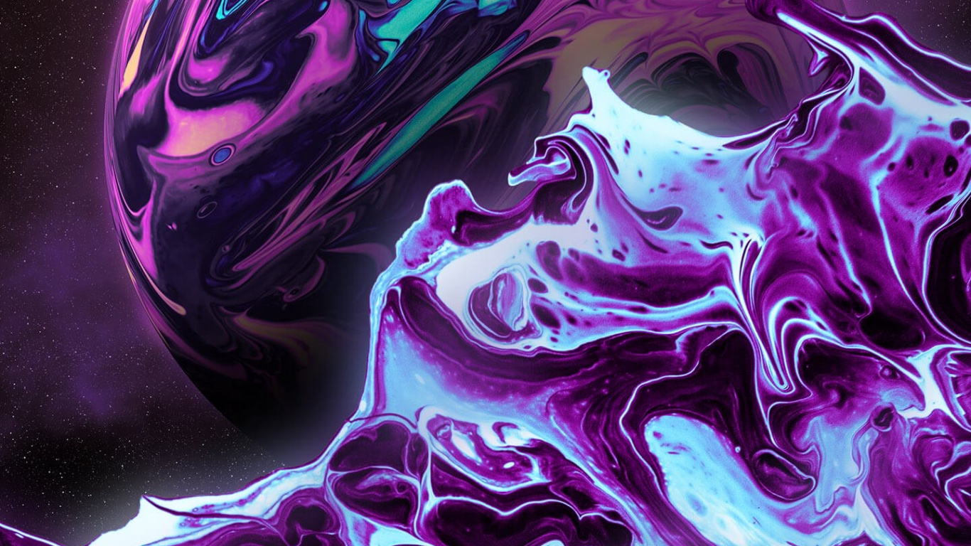 Tablet, Art, Liquid, Purple, Water. Wallpaper in 1366x768 Resolution