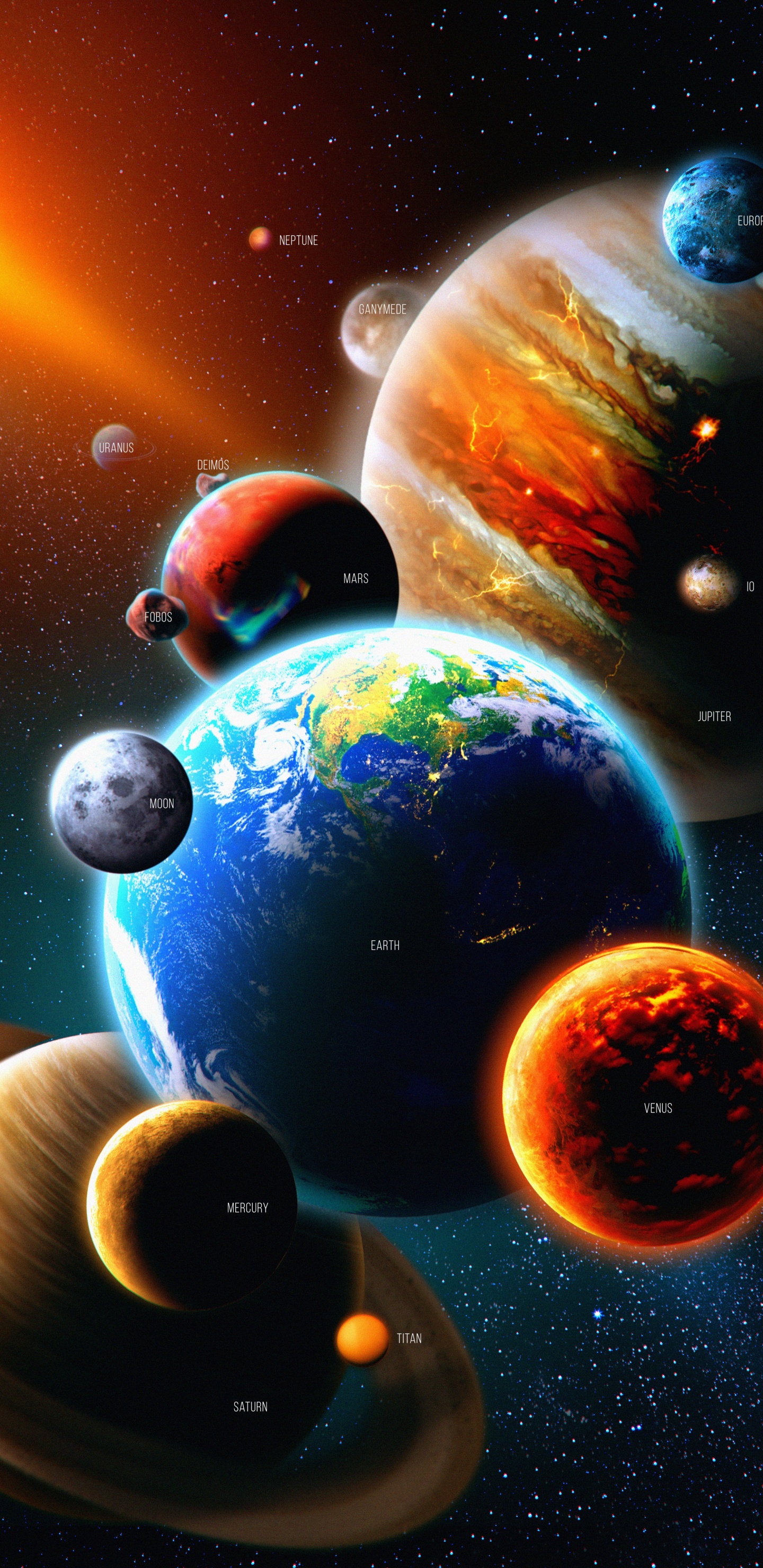 Solar System, Planet, Earth, Sun, Atmosphere. Wallpaper in 1440x2960 Resolution