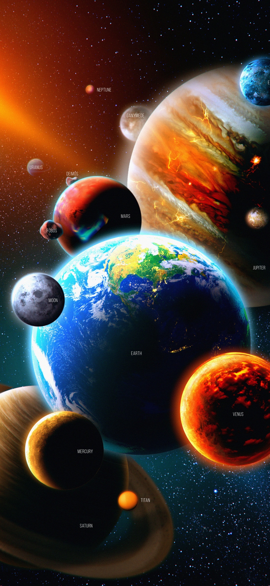 Sonnensystem, Planet, Erde, Sonne, Atmosphäre. Wallpaper in 1125x2436 Resolution