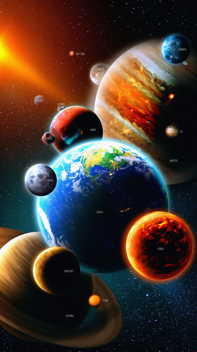 Sonnensystem, Planet, Erde, Sonne, Atmosphäre. Wallpaper in 750x1334 Resolution