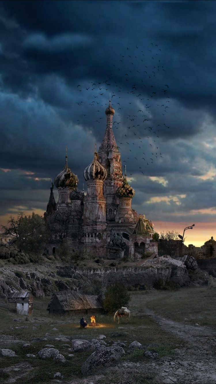 Gray Concrete Castle Under Blue Sky During Daytime. Wallpaper in 750x1334 Resolution