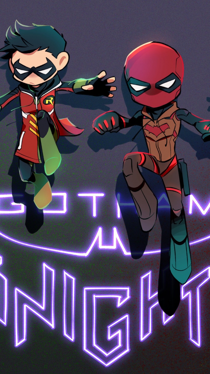 Caballeros de Gotham, Dick Grayson, Barbara Gordon, Jason Todd, Batman. Wallpaper in 720x1280 Resolution