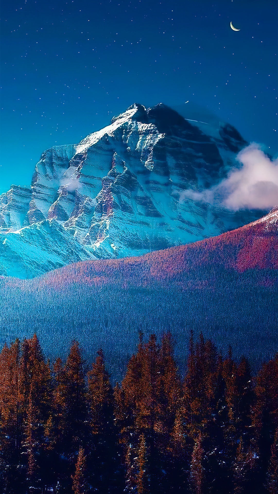 Wunderschöne Majestätische Berge, Kanadische Rockies, Grand Teton, Bergkette, Mühlensee. Wallpaper in 1080x1920 Resolution