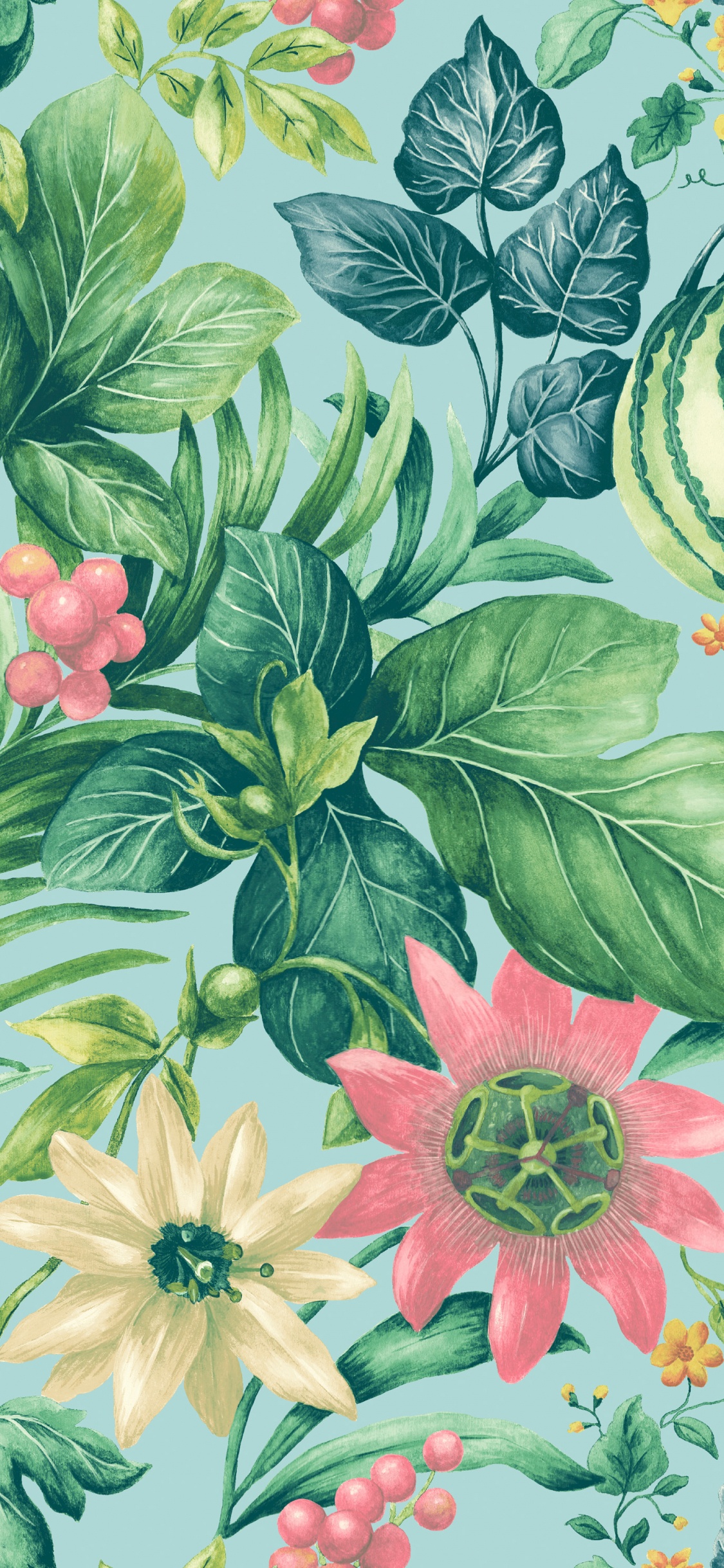 Green Pink and White Floral Textile. Wallpaper in 1125x2436 Resolution