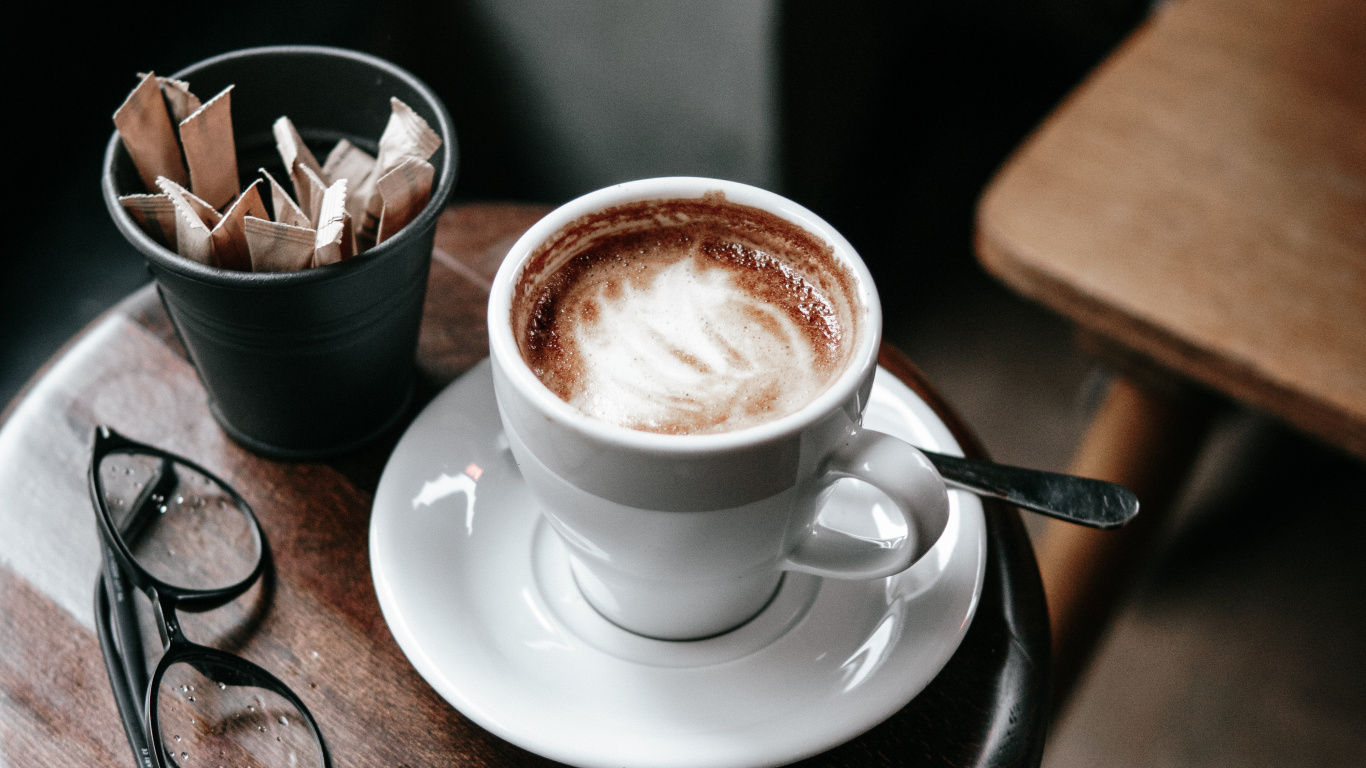 咖啡杯, 卡布奇诺咖啡, Cortado, 杯, 茶杯 壁纸 1366x768 允许