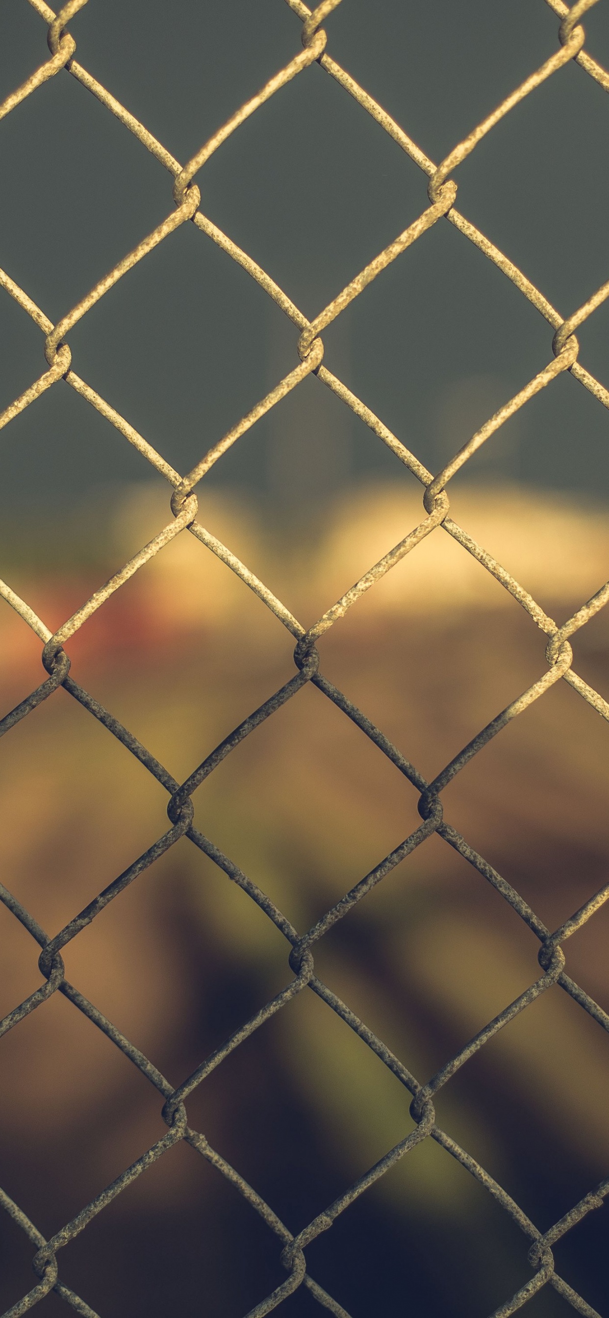 Clôture en Métal Gris Avec Lumière Jaune. Wallpaper in 1242x2688 Resolution