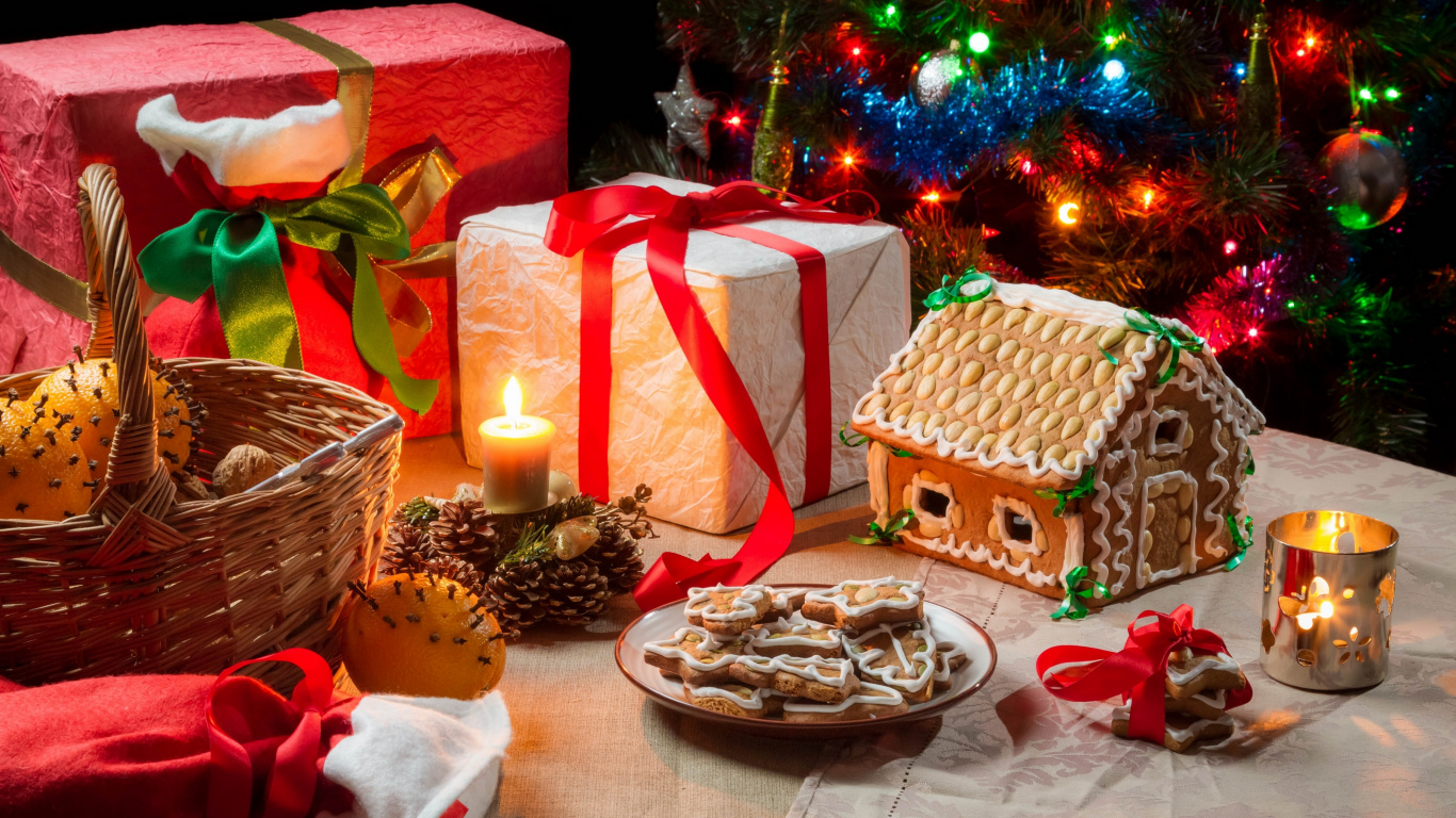 Gingerbread House, Gingerbread, Gingerbread Man, Christmas Cookie, Food. Wallpaper in 1366x768 Resolution