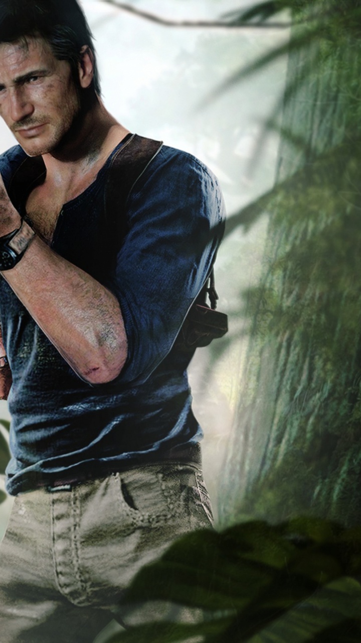 Nathan Drake, Uncharted 2 Among Thieves, Naughty Dog, Jungle, Forêt. Wallpaper in 720x1280 Resolution