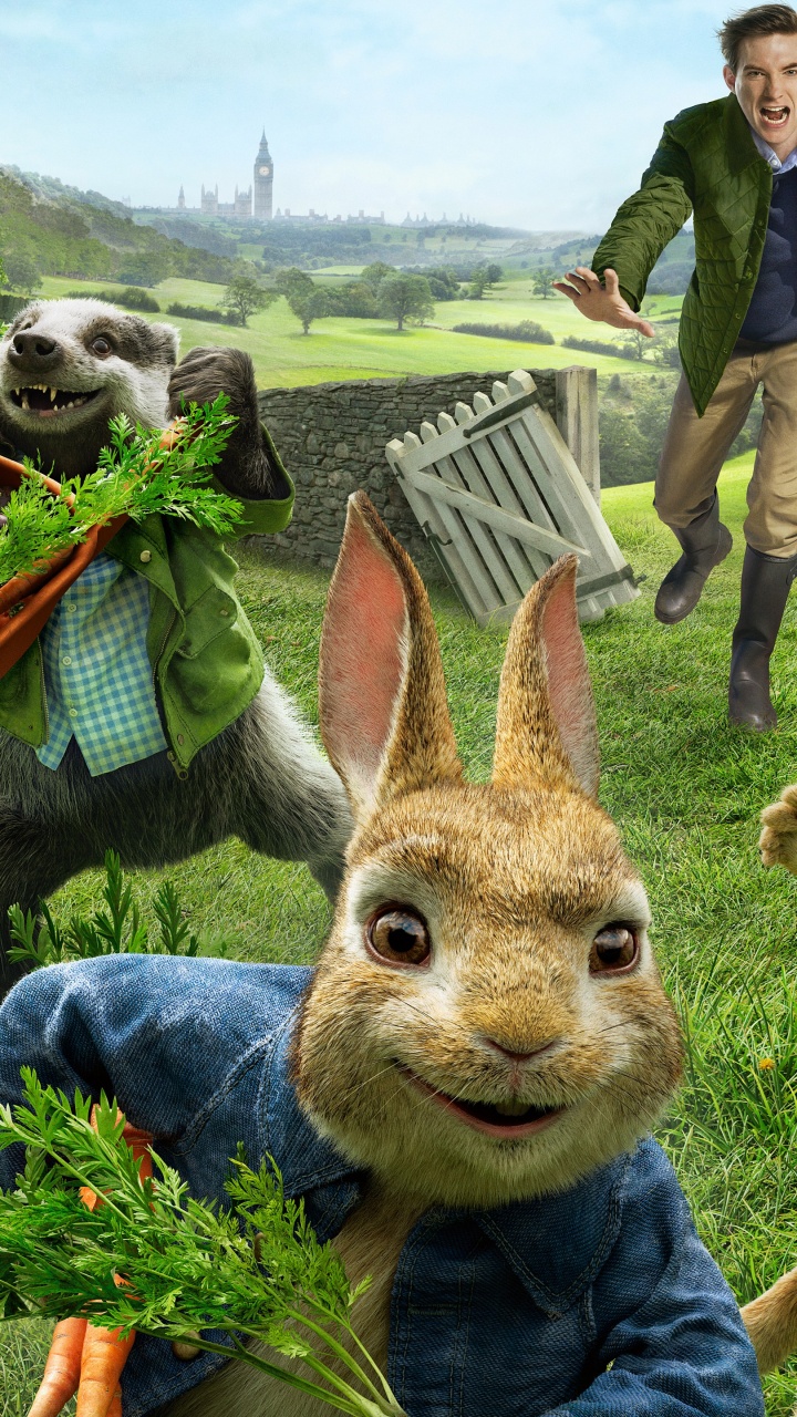 Peter Rabbit, Will Gluck, The Tale of Peter Rabbit, Thomas Mcgregor, Childrens Film. Wallpaper in 720x1280 Resolution