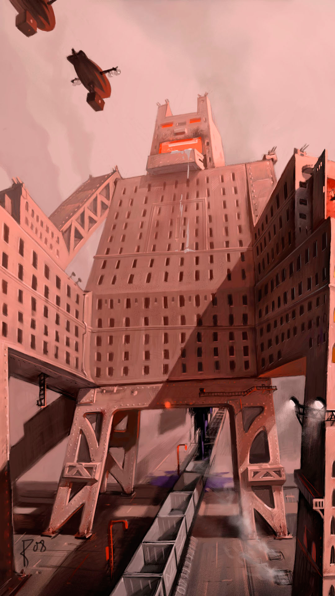 Diesel Punk House, Illustration, Kunst, Dieselpunk, Idee. Wallpaper in 1080x1920 Resolution