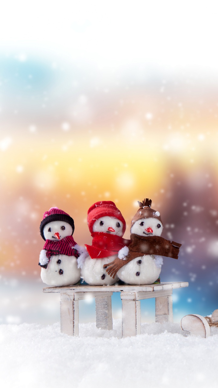 Weihnachten, Schneemann, Winter, Schnee, Einfrieren. Wallpaper in 720x1280 Resolution