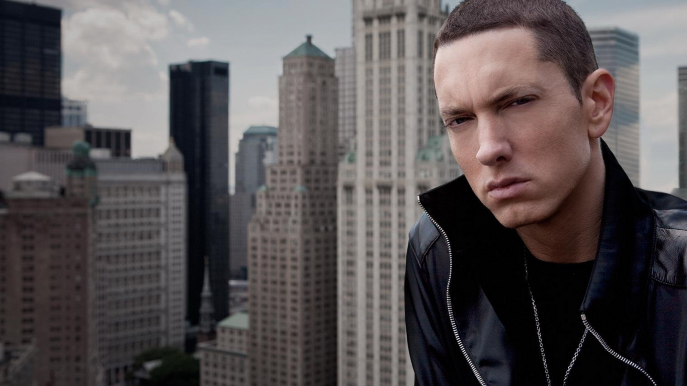 Eminem, The Marshall Mathers Lp, la Musique Hip Hop, Zone Urbaine, Gratte-ciel. Wallpaper in 1366x768 Resolution