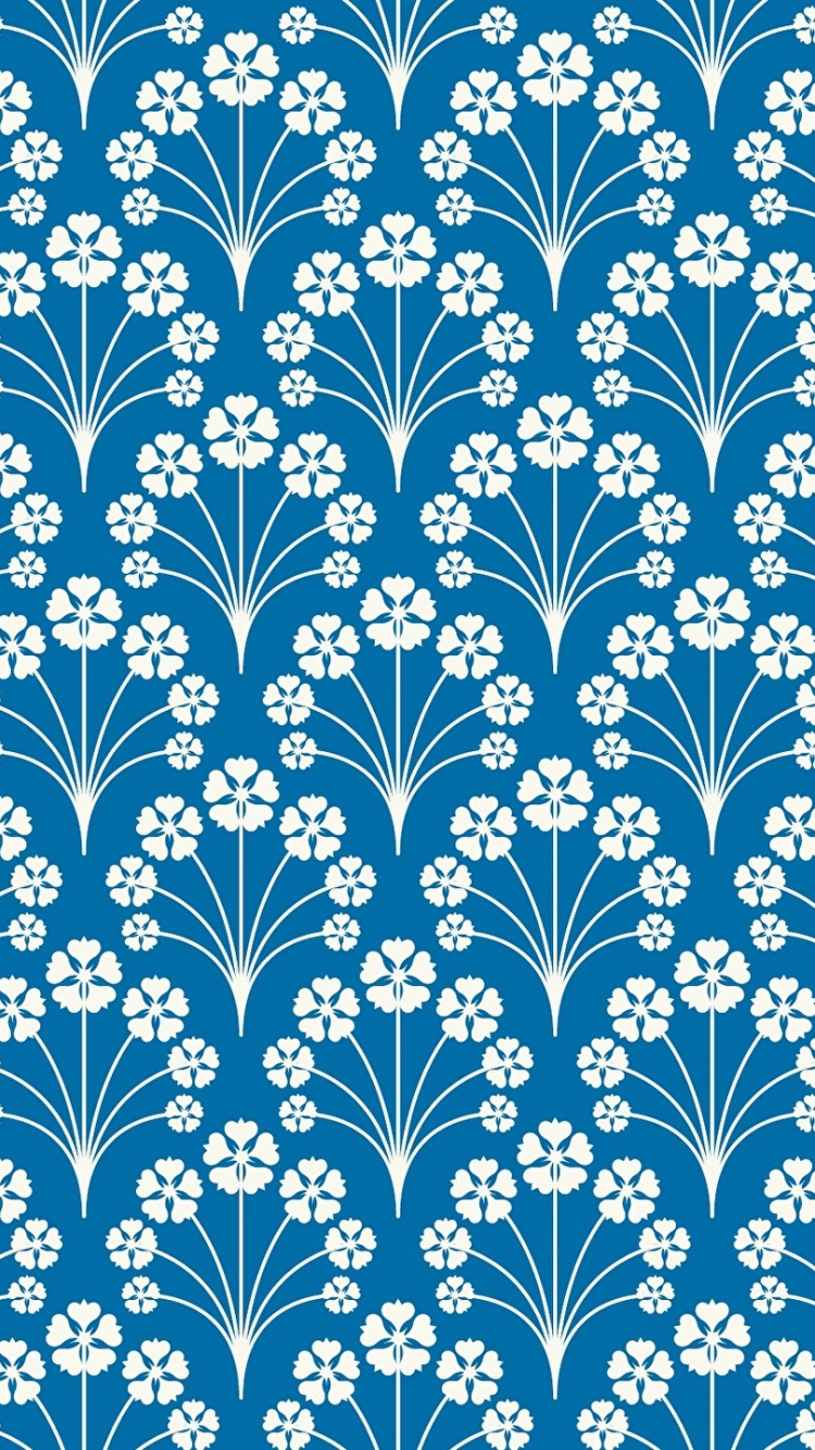 Textile Floral Blanc et Bleu. Wallpaper in 750x1334 Resolution