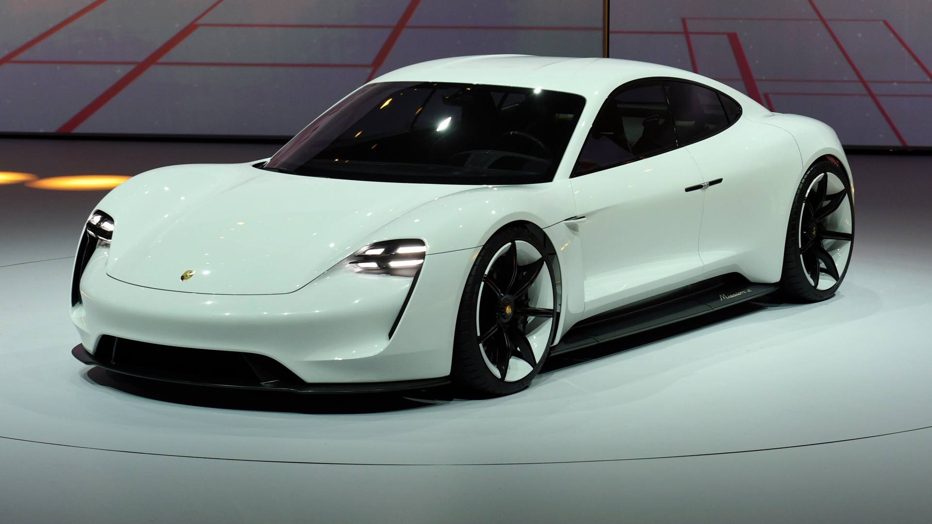 White Porsche 911 on White and Red Floor. Wallpaper in 1920x1080 Resolution