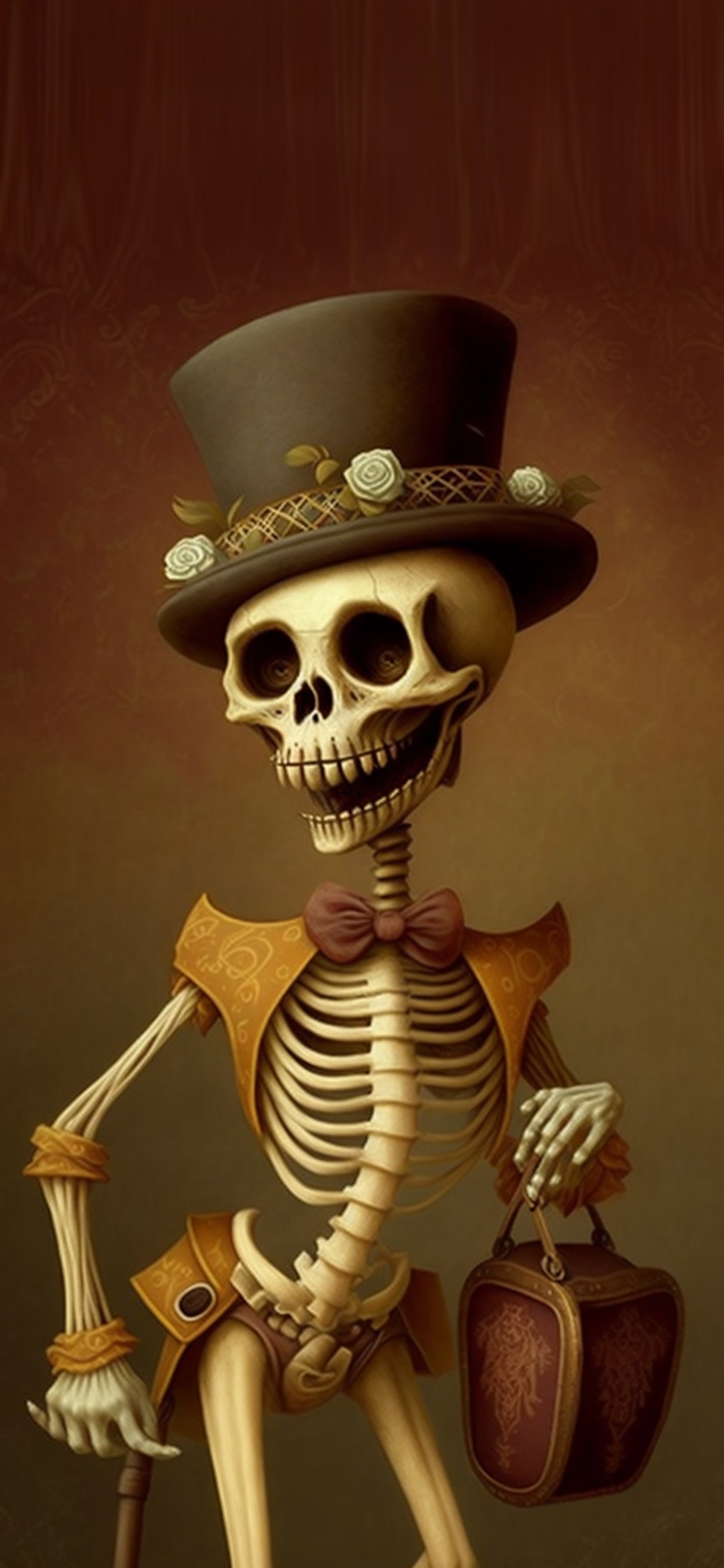 Squelette, Illustration, OS, Crâne, Fedora. Wallpaper in 1242x2688 Resolution