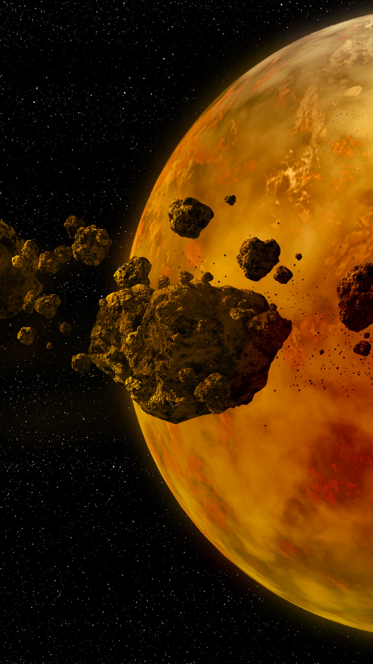 Lune Jaune et Noire Sur Fond Noir. Wallpaper in 750x1334 Resolution