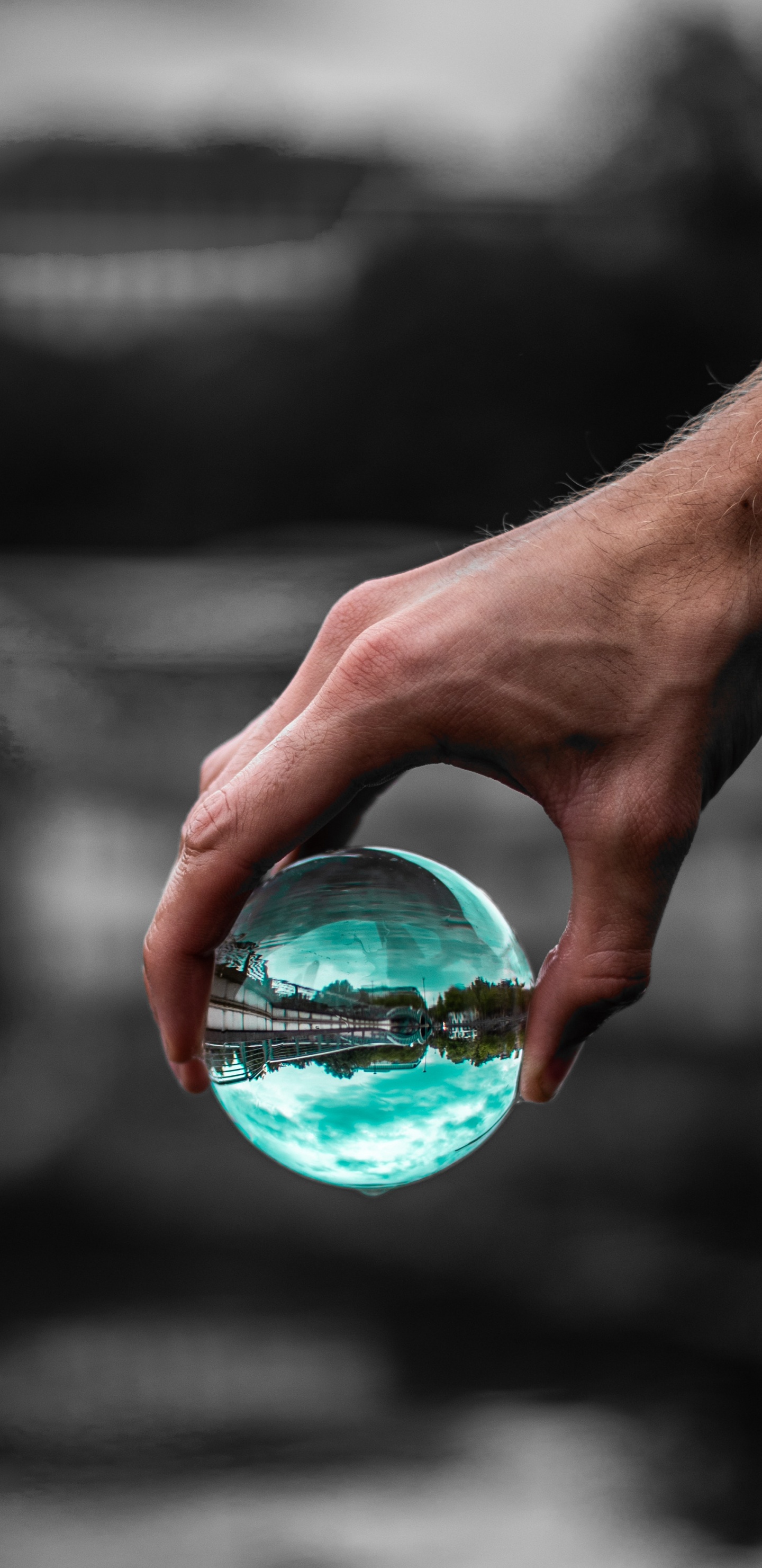 Persona Sosteniendo Una Bola de Cristal Transparente. Wallpaper in 1440x2960 Resolution