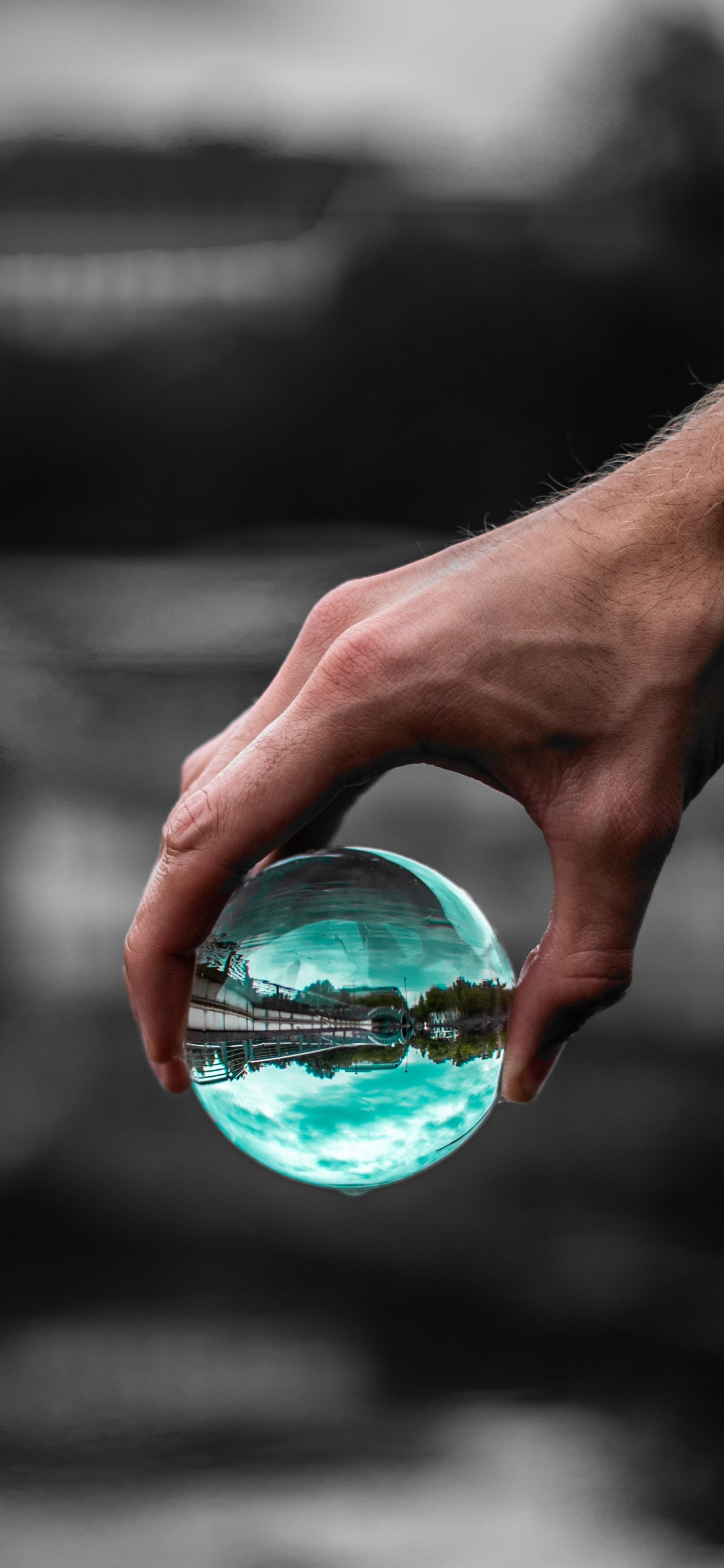 Personne Tenant Une Boule de Verre Transparent. Wallpaper in 1125x2436 Resolution
