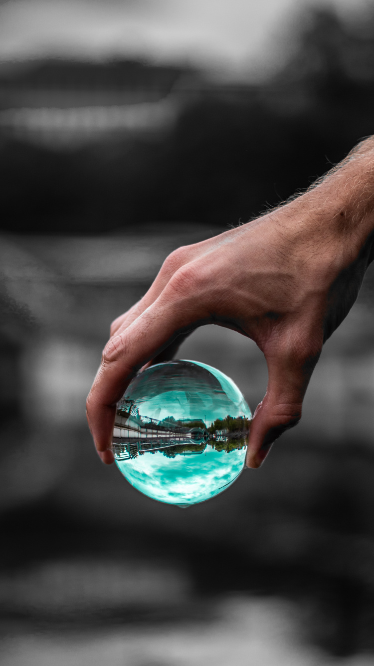 手, 绿色的, 反射, 液泡沫, 色彩 壁纸 750x1334 允许