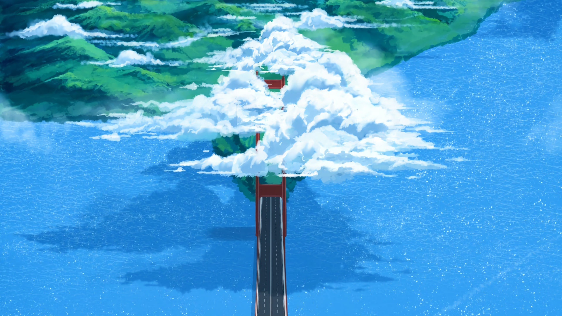 Black and Red Tower Under Blue Sky and White Clouds. Wallpaper in 1920x1080 Resolution