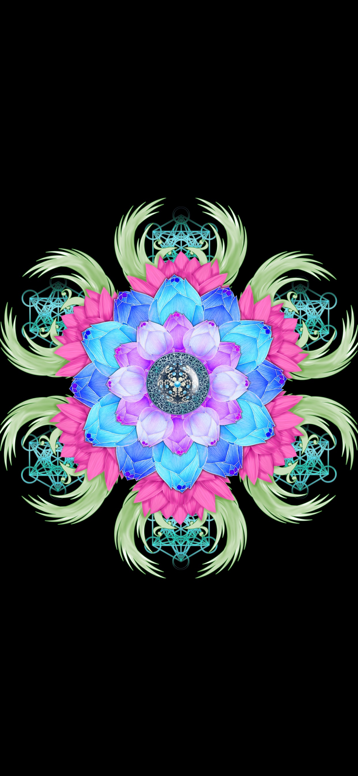 Illustration de Fleur Violette et Blanche. Wallpaper in 1242x2688 Resolution