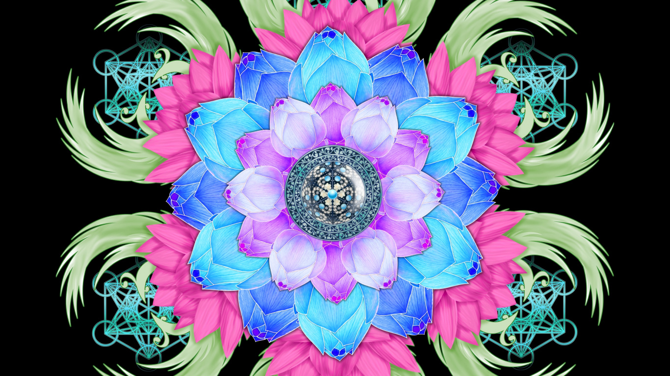 Illustration de Fleur Violette et Blanche. Wallpaper in 1366x768 Resolution