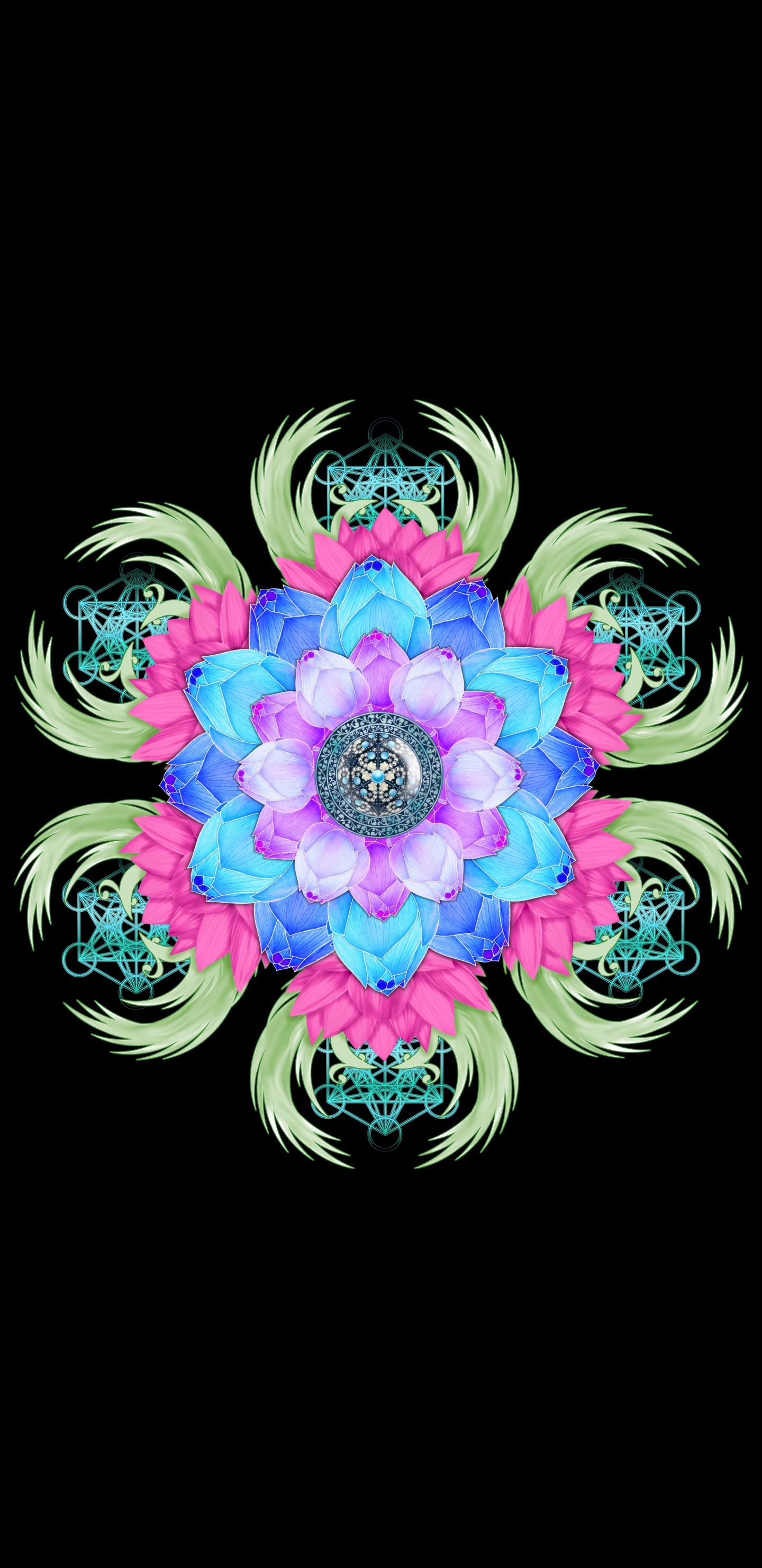 Lila Und Weiße Blumenillustration. Wallpaper in 1440x2960 Resolution