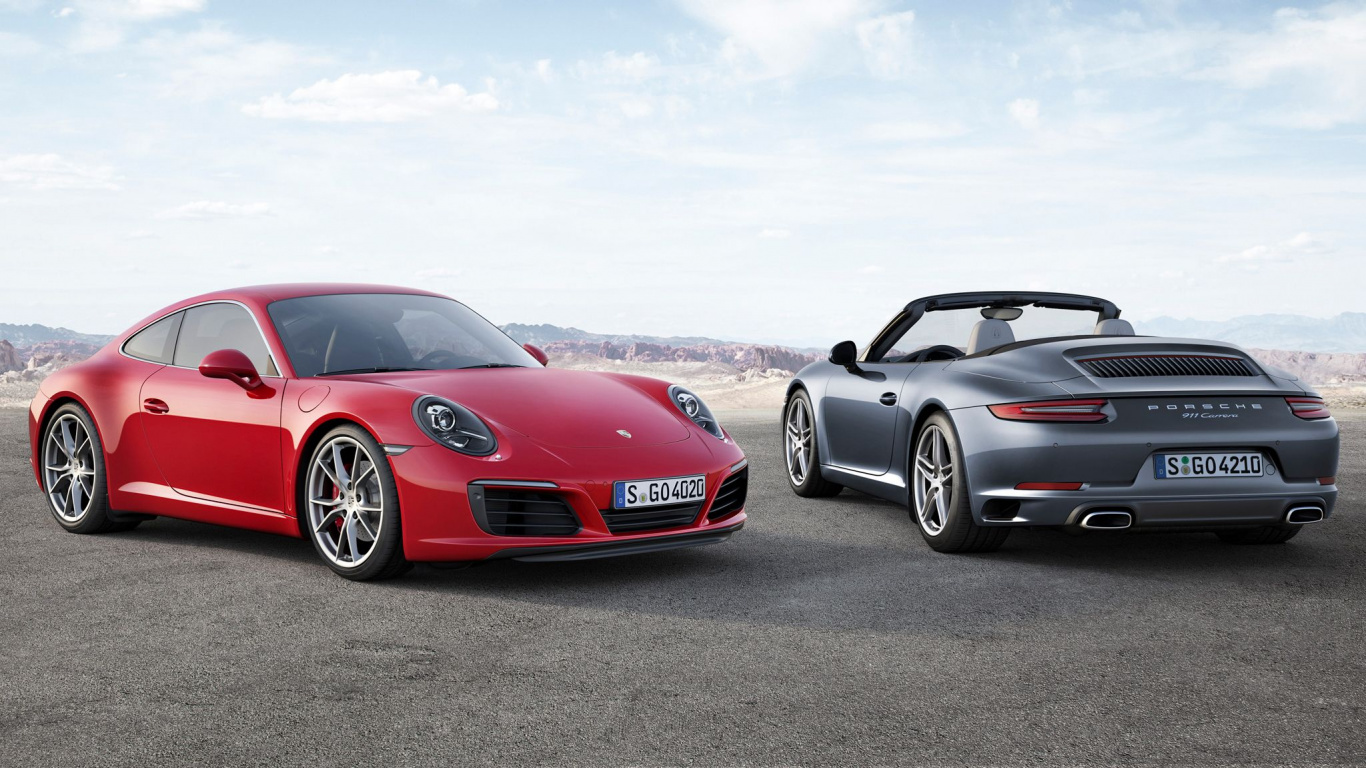 Roter Porsche 911 Auf Grauer Asphaltstraße Tagsüber. Wallpaper in 1366x768 Resolution