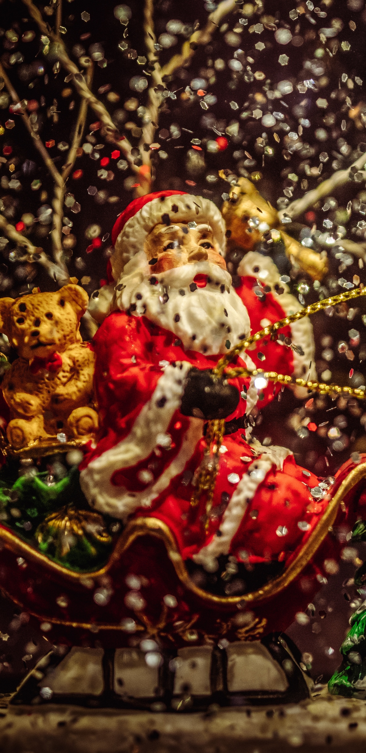 El Día De Navidad, Santa Claus, Luces de Navidad, Navidad, Decoración de la Navidad. Wallpaper in 1440x2960 Resolution