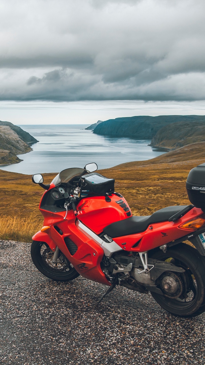 Red and Black Sports Bike Parked on Gray Asphalt Road During Daytime. Wallpaper in 720x1280 Resolution