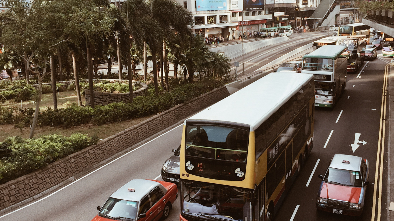 Hong Kong, King, Transport, Automotive Parking Light, Tower Block. Wallpaper in 1366x768 Resolution