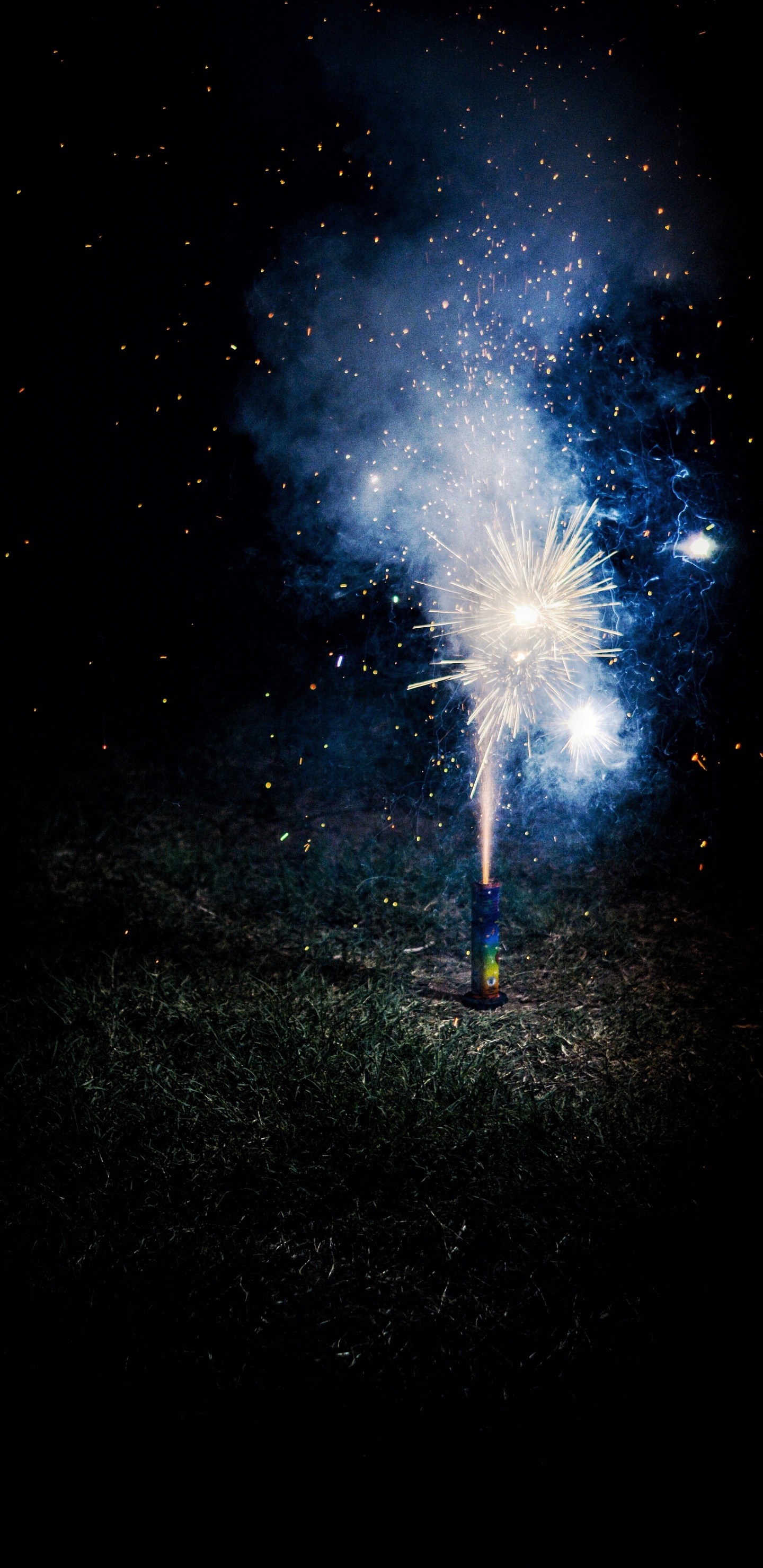 Fireworks, Darkness, Water, Night, Midnight. Wallpaper in 1440x2960 Resolution