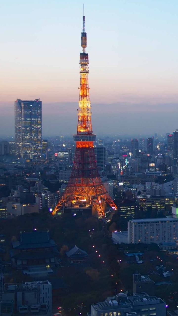东京塔, 城市景观, 城市, 大都会, 天际线 壁纸 720x1280 允许