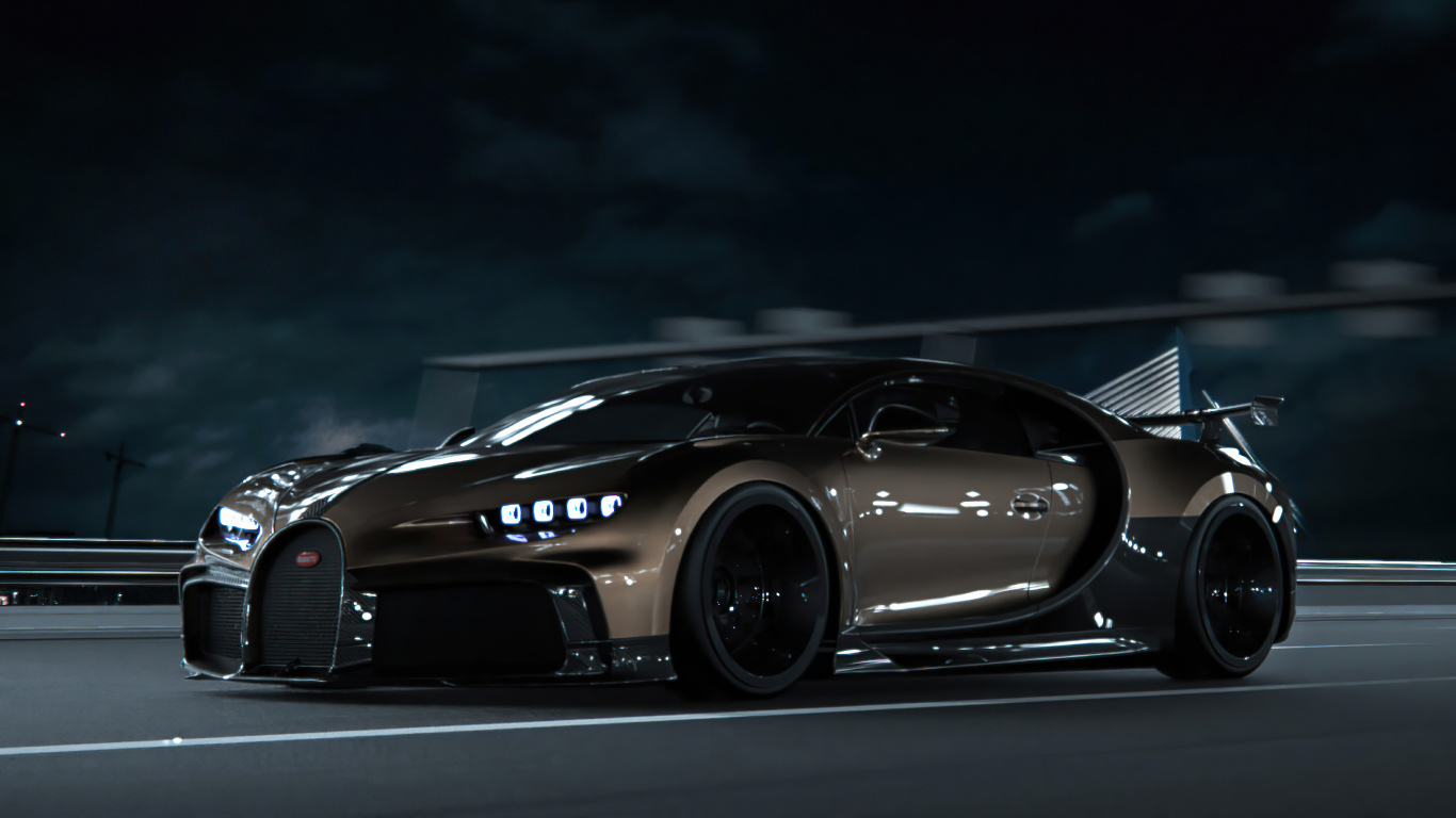 Bugatti, Bugatti Chiron Sport, Bugatti Chiron Purer Sport, Car, Sportwagen. Wallpaper in 1366x768 Resolution