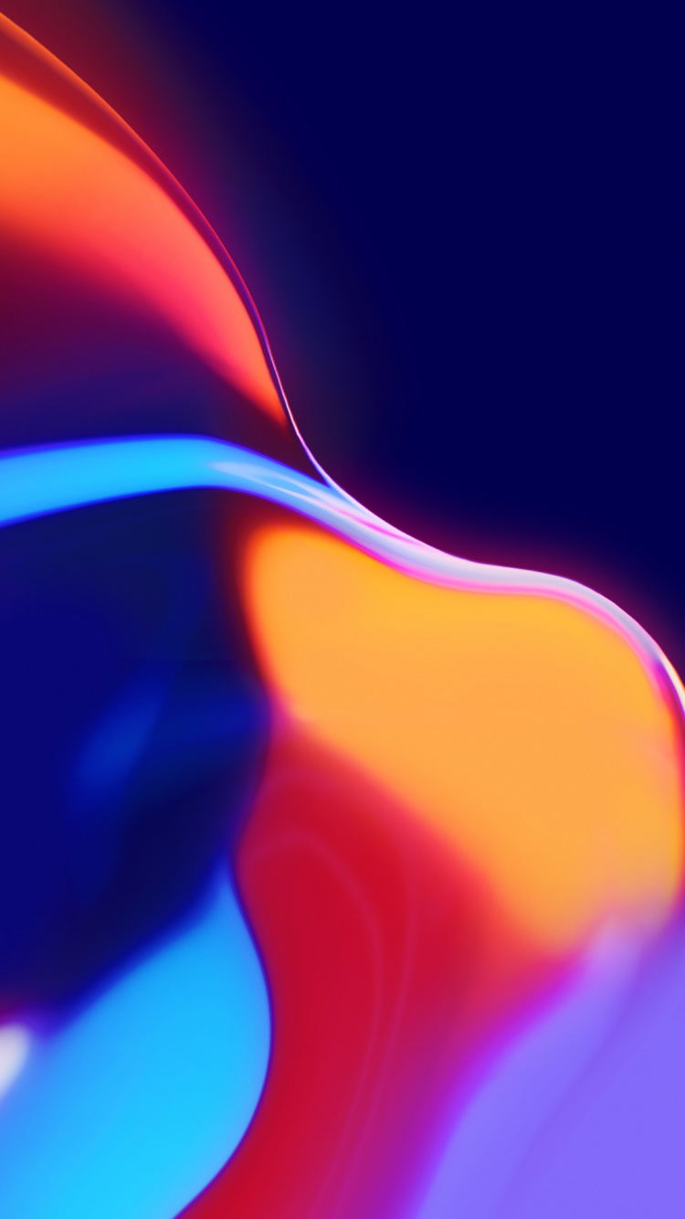 Neon, Ola, Naranja, Arte Digital, Azul. Wallpaper in 750x1334 Resolution