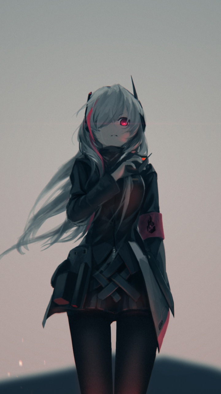 Frau im Schwarzen Und Roten Kleid Anime-Charakter. Wallpaper in 720x1280 Resolution