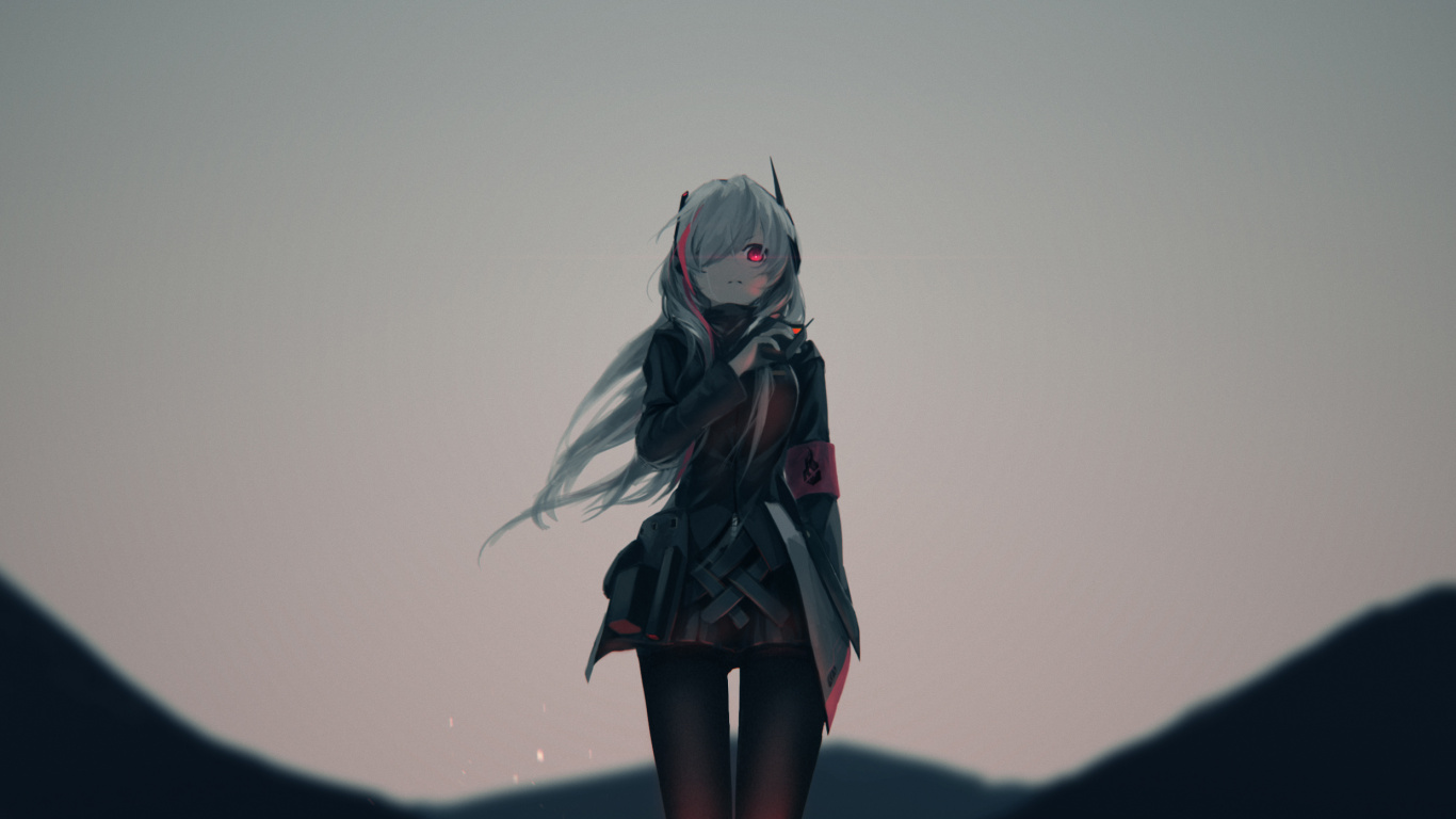 Femme en Robe Noire et Rouge Personnage D'anime. Wallpaper in 1366x768 Resolution