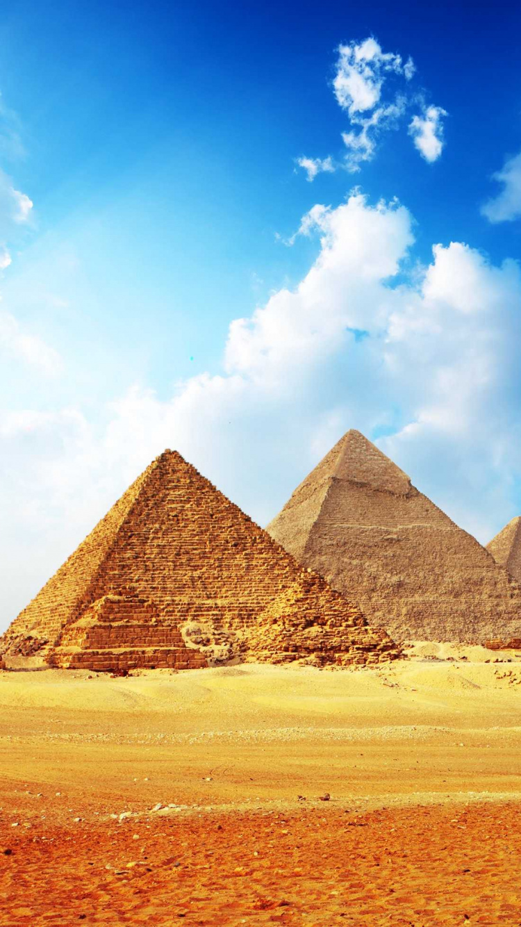 Pyramid Under Blue Sky and White Clouds During Daytime. Wallpaper in 750x1334 Resolution