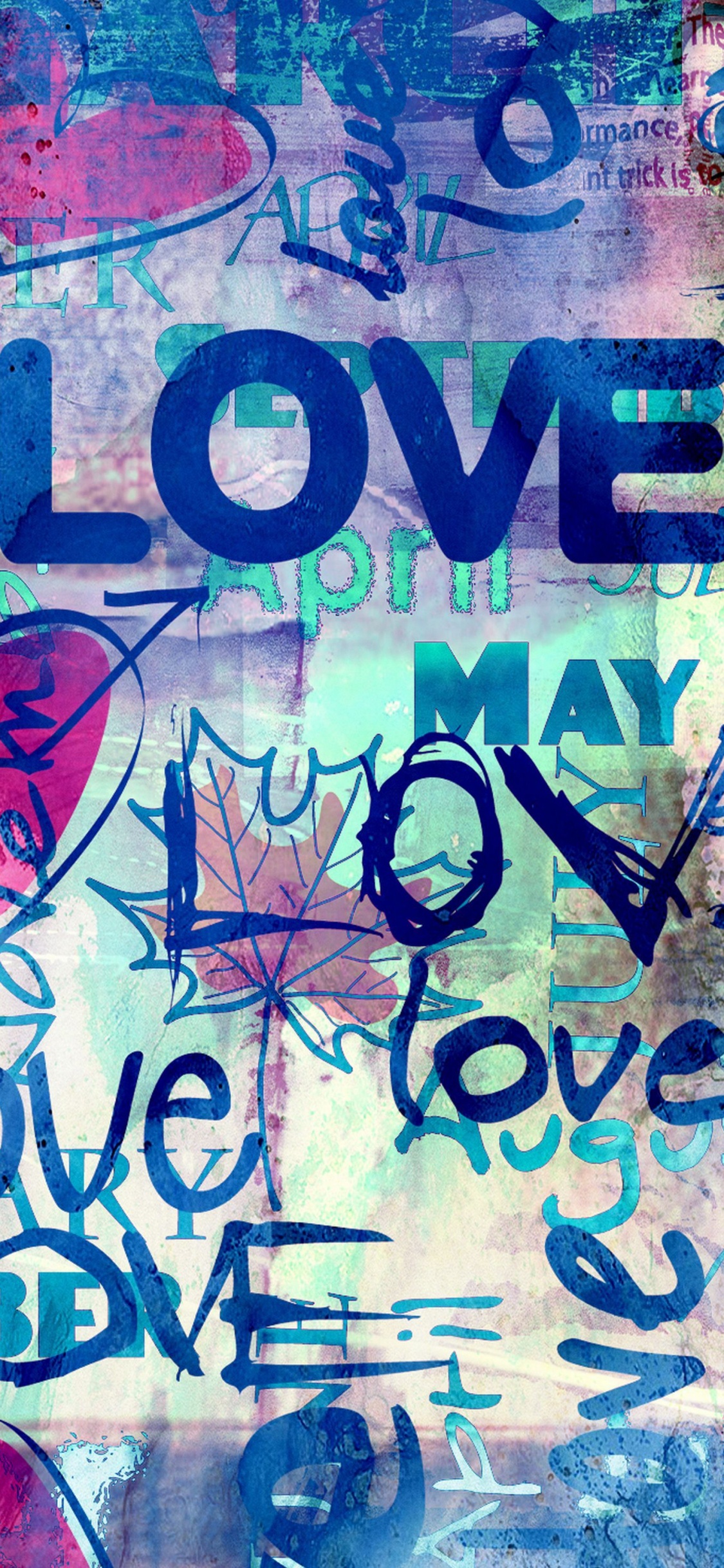 Rojo y Azul te Amo Corazón y Ámame Decoración. Wallpaper in 1125x2436 Resolution