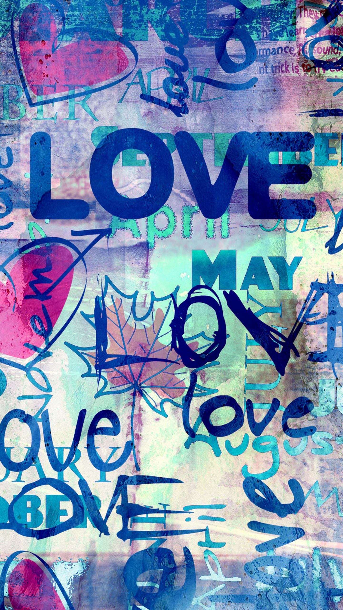 Red and Blue Love You Heart and Love me Wall Art. Wallpaper in 1440x2560 Resolution