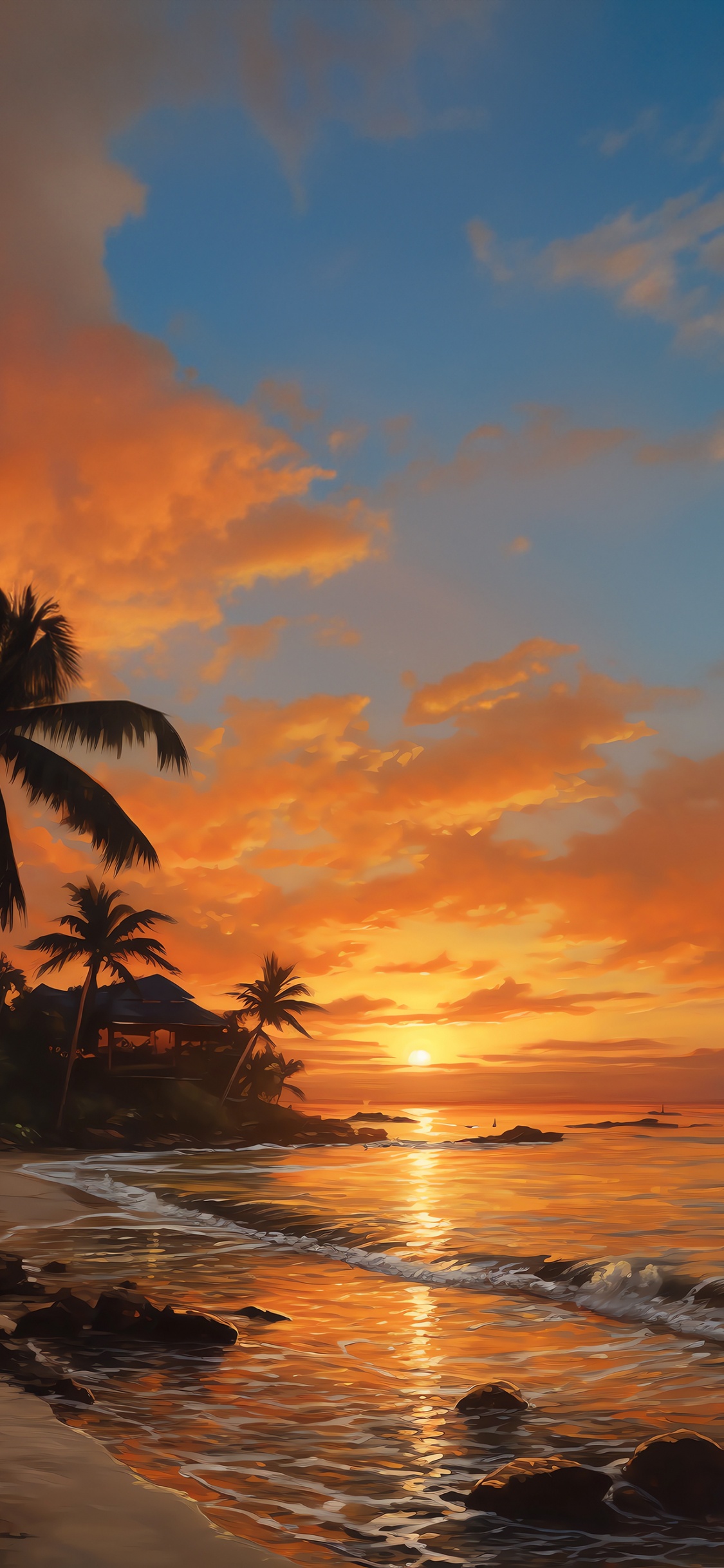 Eau, Atmosphère, Afterglow, Orange, Paysage Naturel. Wallpaper in 1125x2436 Resolution