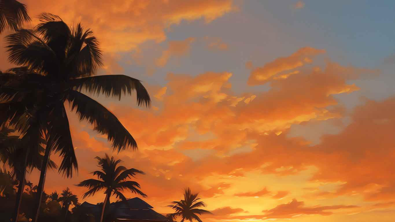 Sonnenuntergang, Wasser, Cloud, Atmosphäre, Afterglow. Wallpaper in 1366x768 Resolution