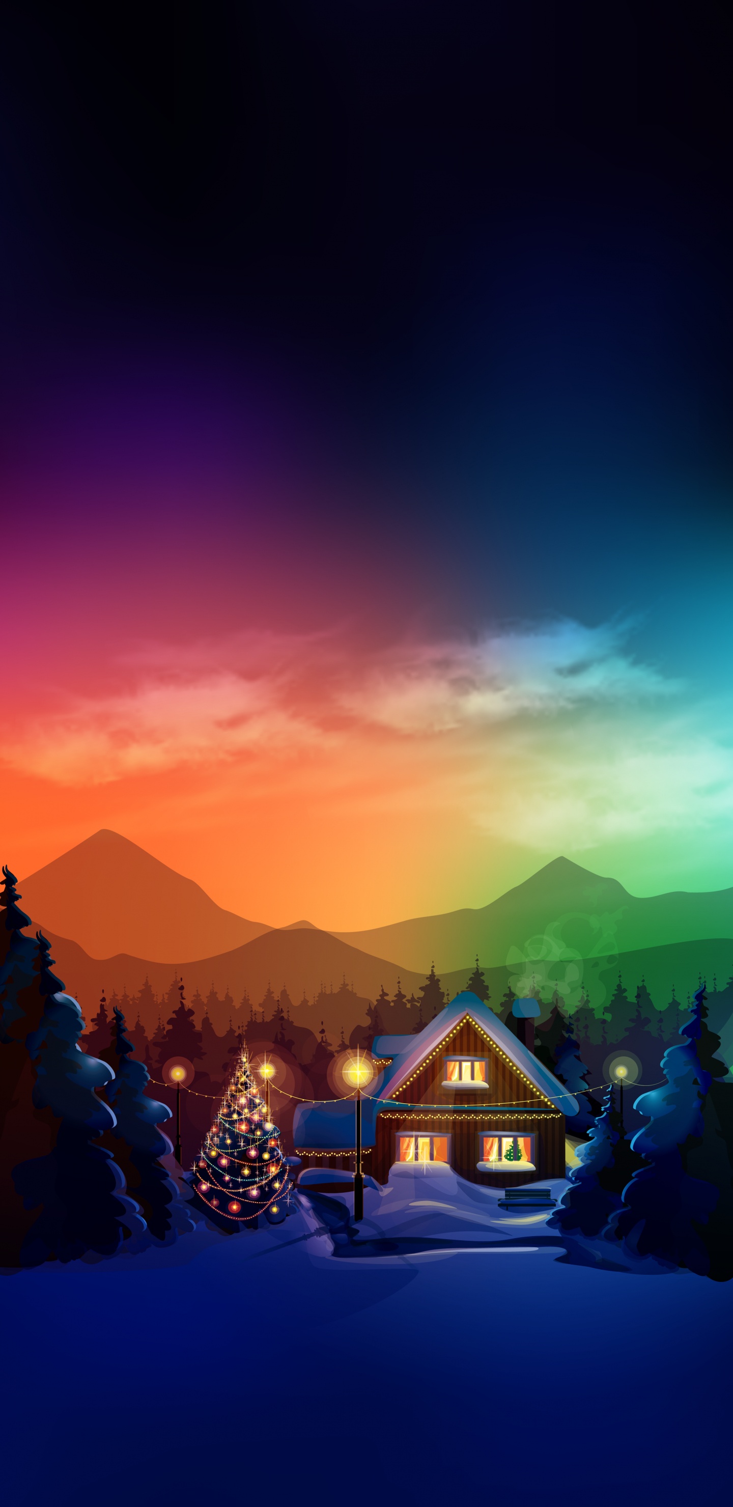 Neige, Mount Scenery, Nuit. Wallpaper in 1440x2960 Resolution