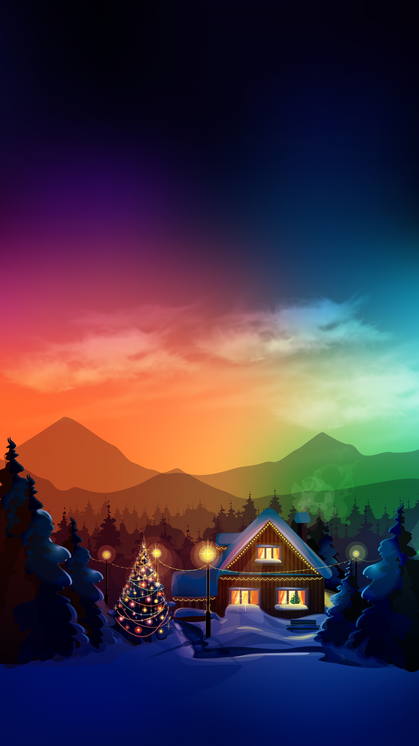 Snow, Mount Scenery, Night. Wallpaper in 1440x2560 Resolution