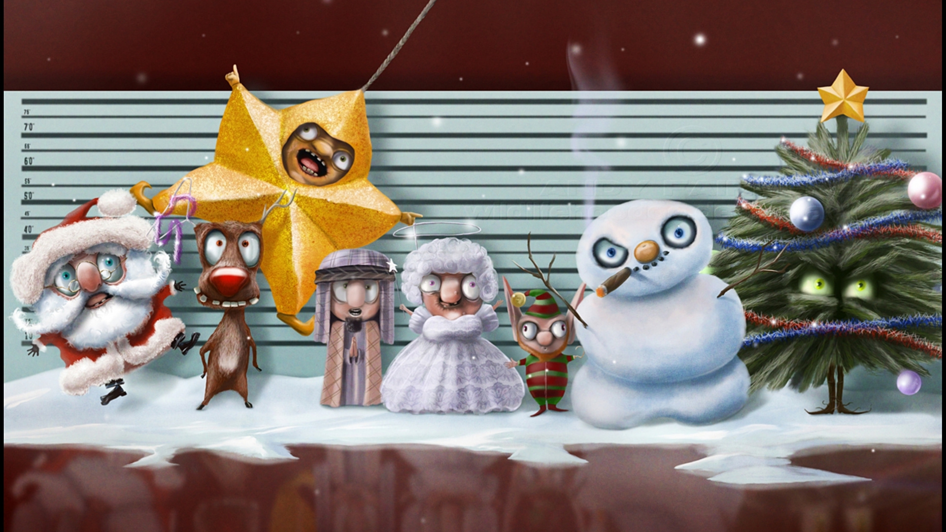 Le Jour De Noël, Nouvelle Année, Santa Claus, Bonhomme, Hiver. Wallpaper in 1920x1080 Resolution