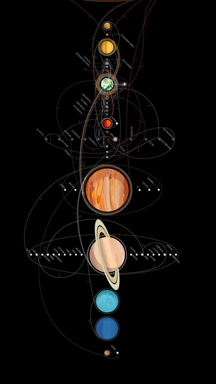 OLED, Darkness, Space, Circle, Ornament. Wallpaper in 750x1334 Resolution